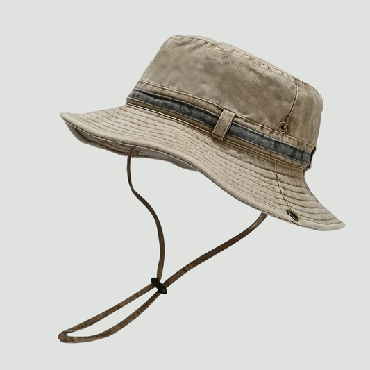 Packable Cotton Boonie Hat – Wide-Brim Sun Hat with Chin Strap for Fishing and Hiking