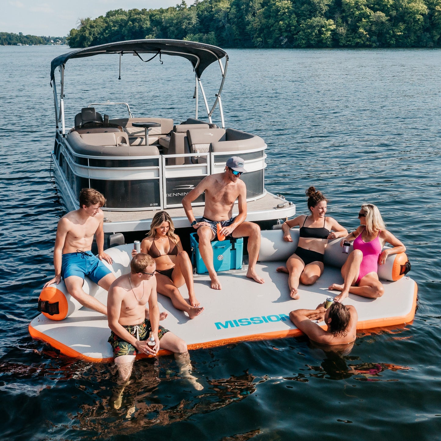 REEF DECK | Inflatable Swim Platform & Lounger | Connects to Pontoon
