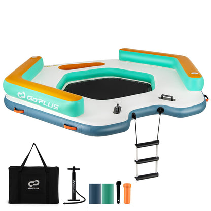 Floating Dock, 8.7FT x 8.7FT Inflatable Dock Platform w/Detachable Ladder