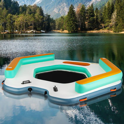 Floating Dock, 8.7FT x 8.7FT Inflatable Dock Platform w/Detachable Ladder